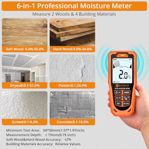 Neoteck 6 in 1 Moisture Meter-Wood Wall Concrete Drywall Plaster Screed