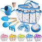 Kids Gardening Tool Set 13PCS Outdoor Toys Tote Bag Watering Can Apron Blue - color: Blue