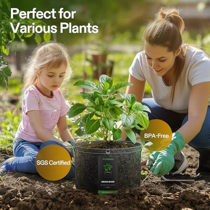 VIVOSUN 5-Pack 7 Gallon 500G Fabric Grow Bags with Strap Handles - size: 7 Gal