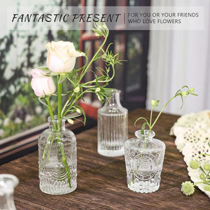 SUPMIND 5pcs Glass Bud Vase Set, Clear Small Flower Vases for Centerpieces - color: Clear, size: 5Pcs