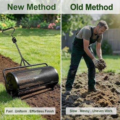 TEMFAR Compost Spreader 44 Inch Push/Tow Peat Moss Spreader - size: 44 Inch