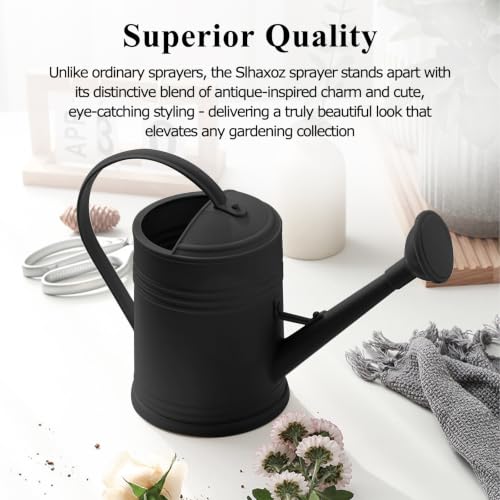 2L Watering Can Pitcher Water Pot, 2-in-1 Pour/Shower (Black) - color: Black