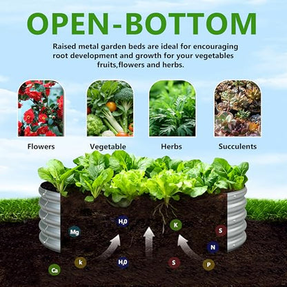 2PCS 4x4x1FT Galvanized Metal Raised Garden Bed,Outdoor Planter Box for Vegetables - size: 4x4x1(2PCS)