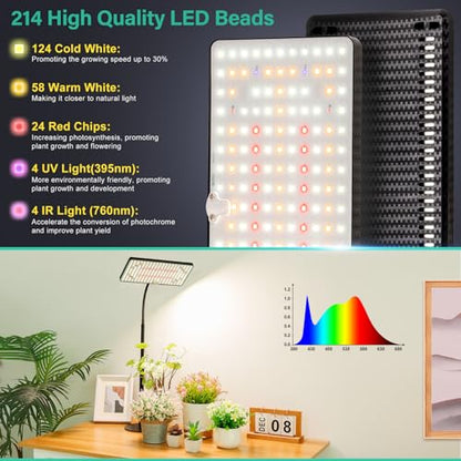 LBW Desk Grow Light, 214 LEDs Full Spectrum Plant Light for Indoor Plants - size: 1-Head