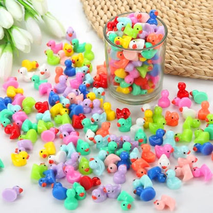 240pcs Mini Ducks, Tiny Resin Duck Small Plastic Animals Figurines Bulk - style: Mini Ducks