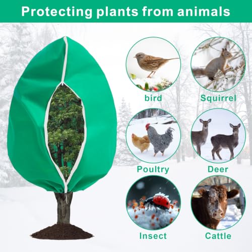 Eunika 2 PCS Plant Covers Freeze Protection w Zipper Drawstring,90.6"x78.7" - color: Green-XL-2