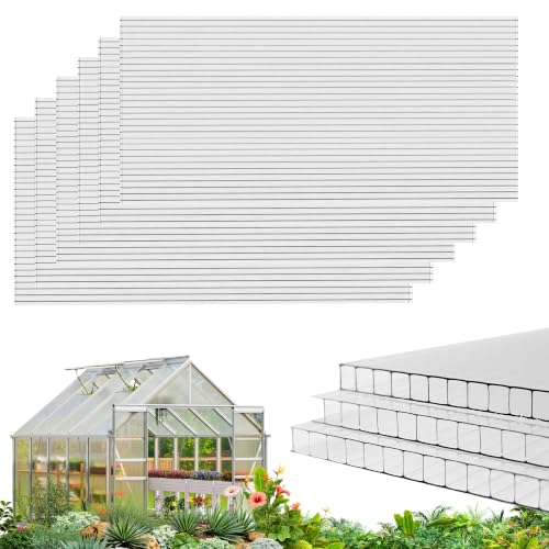 RITOLLO 6 Pack 6'FT x 2'FT x 0.24" in Polycarbonate Sheet for Greenhouse - size: 6'FT x 2'FT x 0.24" in