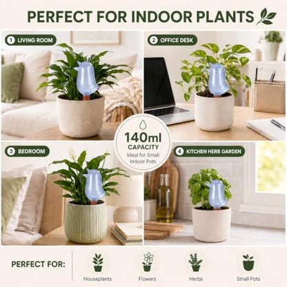 4 Pack Self Watering Spikes, Indoor Plant Watering Globes, Bird Shape Automatic Irrigation Spikes,Plant Watering Devices (Red&Blue) - color: Red&Blue
