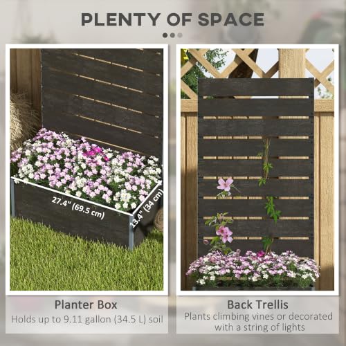 Outsunny Raised Garden Bed with Trellis, 28.25" x 15" x 59", Black - color: Black, size: 28.25" x 15" x 59"
