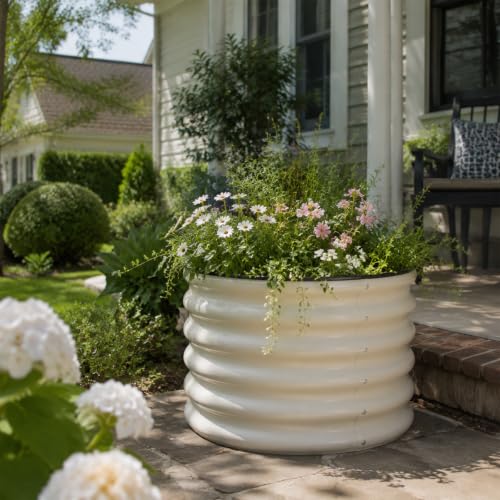 SnugNiture 2×2×1.5 FT 2 PCS Round Raised Garden Bed Outdoor,White - color: White, size: 2×2×1.5ft(2 Pack)