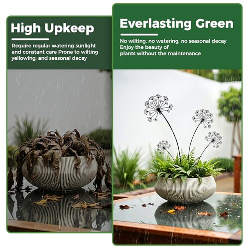 4-Pack Dandelion Metal Flowers for Outside,Black Wild Flower Decorative Garden Stakes for Potted Plants, Metal Yard Art, Gift-Boxed Indoor & Outdoor Garden Decor(Black Dandelion Flower Set) - style: Black Dandelion Flower Set