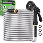 Kebose Garden Hose 50FT, Stainless Steel Hose with 10 Functional Nozzles - color: Silver, size: 50ft