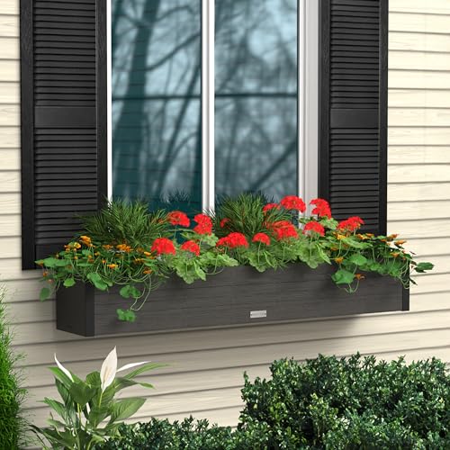 Mayne Vista 60in Rectangular Window Box Planter, Charcoal - size: 60in