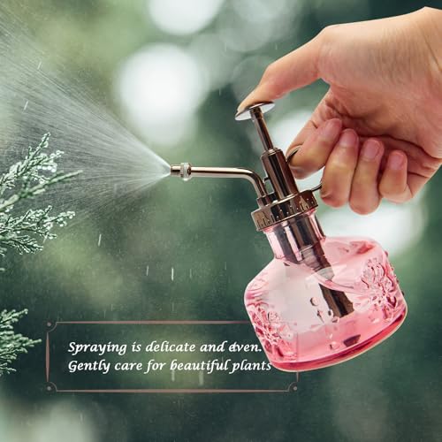 XXXFLOWER Glass Plant Mister Spray Bottle Pink 180ml/6 oz - color: Pink