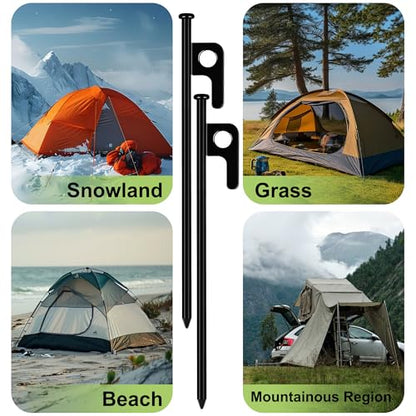8 Pack Tent Stakes Heavy Duty Forged Steel Camping Stakes for Ground Outdoor Decorations Canopy