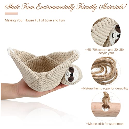Eaasty Macrame Plant Hanger Crochet 4 Inch Sloth Hanging Planter