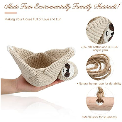 Eaasty Macrame Plant Hanger Crochet 4 Inch Sloth Hanging Planter