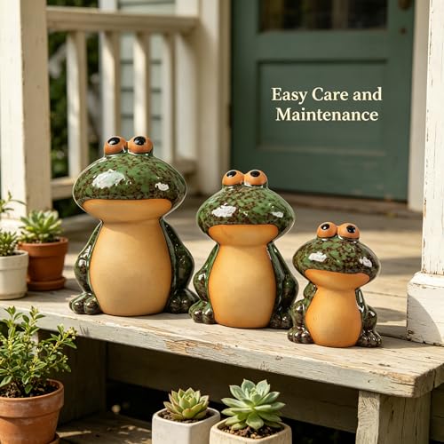 Set of 3 Frog Garden Statues, Outdoor Decorations