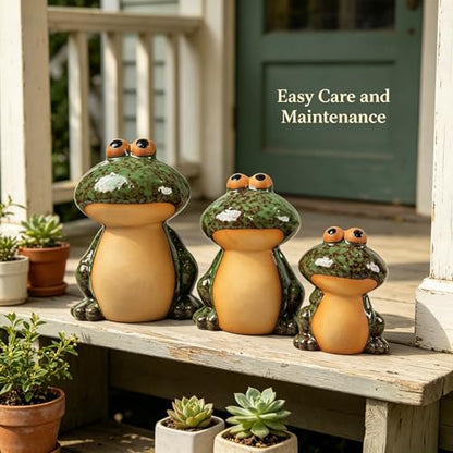 Set of 3 Frog Garden Statues, Outdoor Decorations