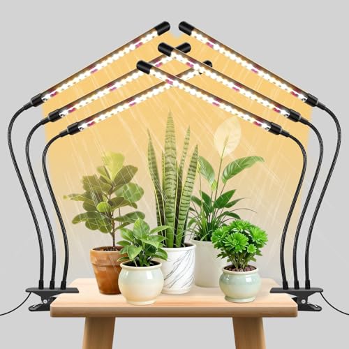 Grow Lights for Indoor Plants, Full Spectrum Tri-Head Clip Plant Lights - size: 3 Head 2 Pack