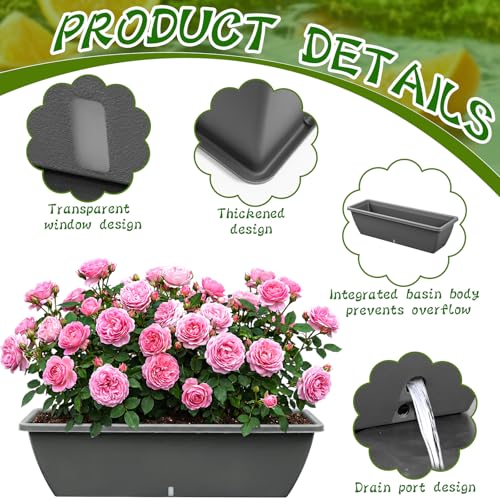 8 Pcs 24 Inch Plastic Window Boxes Planters, Gray - color: Gray