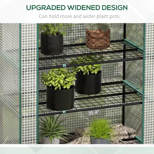 Outsunny 5 Tier Mini Greenhouse Small Portable 76" x 35.4" x 19.3" White - color: White