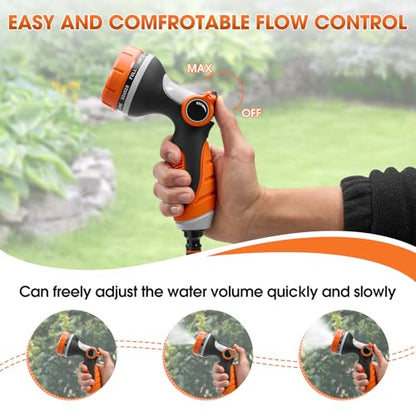 Garden Hose Nozzles,Hose Spray Nozzle with Adjustable 10 Watering Patterns - color: Orange