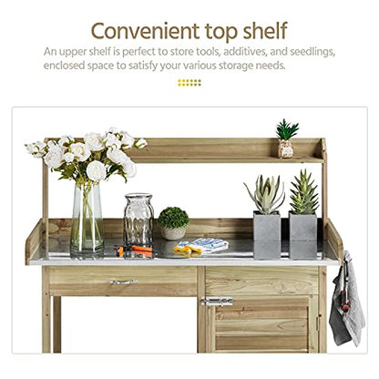 Yaheetech Potting Bench Outdoor Potting Table with Storage,Light Green - color: Light Green