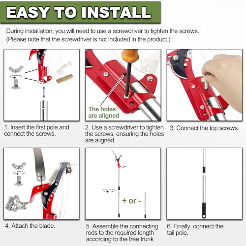 13ft Pole Saws for Tree Trimming, Lightweight Stainless Steel Tree Trimmers Long Handle Pruner, Tree Pruner Extendable, Manual Pole Cutter for Yard Garden Patios Trees Branches Cutting