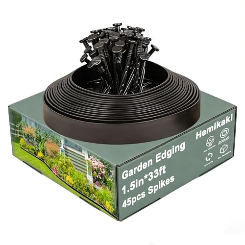 1.5 Inch x 33FT Garden Edging Border,Landscaping with 45pcs Spikes - size: 1.5IN x 33FT