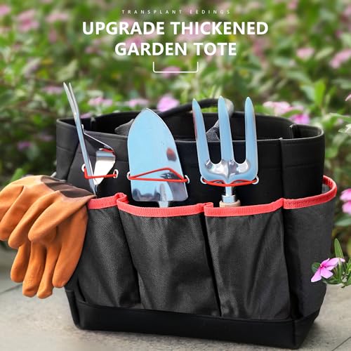 Grenebo 9-Piece Gardening Tools Set with Fashion Handbag, Black Red - style: Black Red