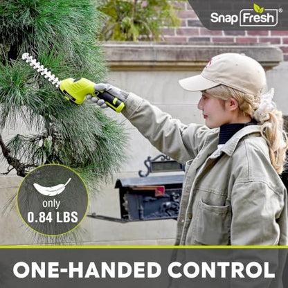 SnapFresh Cordless 7.2V Hedge Trimmer & Grass Shears, 180° Rotating Head