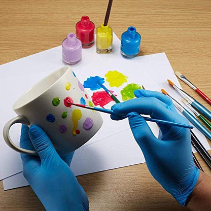 Nitrile Kids Gloves Disposable for 4-10 Years - Latex and Powder Free - for Kids Festival Preparation, Crafting, Painting, Gardening- Blue