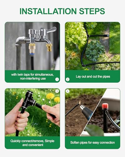 Drip Irrigation System for Garden, 115FT Tubing - size: 115FT