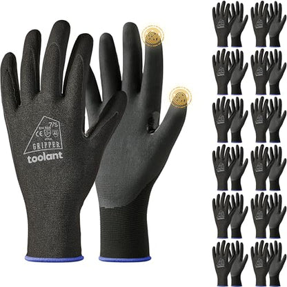toolant Microfoam Nitrile Work Gloves with Grip, 12 Pairs, Black, Small - color: Black-12pairs, size: Small