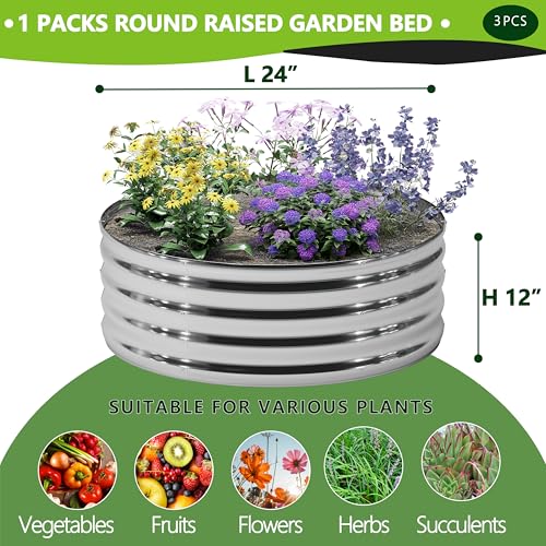 DIIYIV Galvanized Raised Garden Bed,2x2x1FT,3PCS,Silver - size: 2x2x1(3PCS)