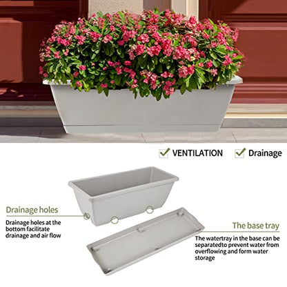 8pcs Window Box Planter,Rectangle Plastic Vegetable Flower Planters Boxes - color: Gray