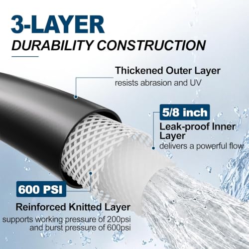 SPECILITE Garden Water Hose 25 ft x 5/8", Ultra-Lightweight & Easy to Store - size: 25 FT
