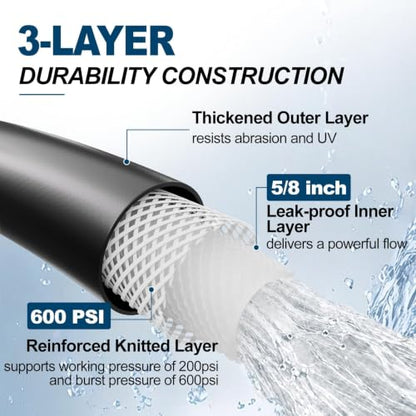 SPECILITE Garden Water Hose 25 ft x 5/8", Ultra-Lightweight & Easy to Store - size: 25 FT