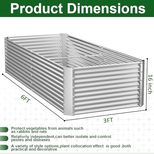 2 Pack Tall Corrugated Galvanized Steel Raised Garden Bed Outdoor, Metal Above Ground Garden Bed for Vegetables and Flowers, Rectangle Raised Beds for Gardening-6x3FT - size: 6x3FT