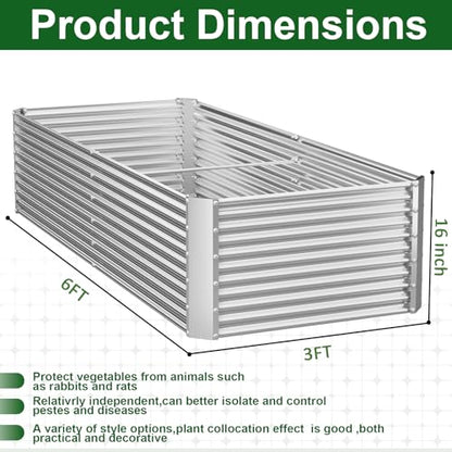 2 Pack Tall Corrugated Galvanized Steel Raised Garden Bed Outdoor, Metal Above Ground Garden Bed for Vegetables and Flowers, Rectangle Raised Beds for Gardening-6x3FT - size: 6x3FT