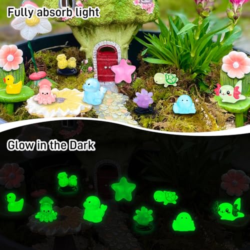 120 Pcs Luminous Mini Ocean Resin Animals Tiny Sea Figures Glow in the Dark