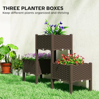 Outsunny Plastic Raised Garden Bed with Legs Self Watering Planter Box
