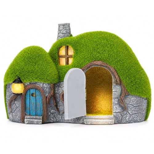 Solar Garden Outdoor Fairy House Statue 10.05-In Lawn Yard Porch Ornament - color: Fairy House - new