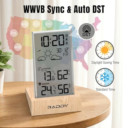 Raddy V5 Wireless Weather Station, Indoor Outdoor Thermometer