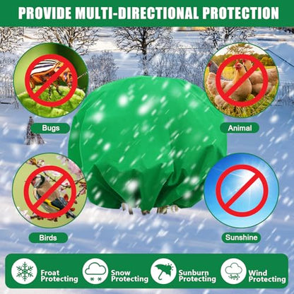 NNG 2PCS 9.7ft Dia. Round Winter Plant Covers Reusable Tree Freeze Protection with Drawstring Potted Plant Frost Blanket Outdoor Shrub Plant Cover for Winter Garden Potted Vegetable