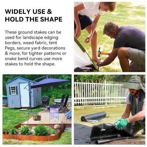 WORTH 13Pcs 12" Metal Landscape Edging Stakes, Black Steel Garden Spikes - color: Black, size: 12 Inch-13Pcs