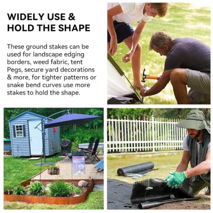 WORTH 13Pcs 12" Metal Landscape Edging Stakes, Black Steel Garden Spikes - color: Black, size: 12 Inch-13Pcs