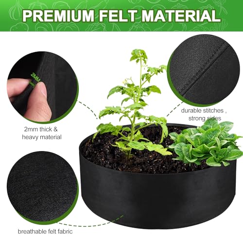100 Gallon Large Grow Bag, Heavy Duty Fabric Round Raised Garden Bed - size: 100 Gallon (50" D x 12" H)