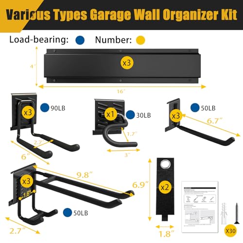 KOFANI 48IN 700LB Heavy Duty Garage Tool Organizer Wall Mount Storage Rack